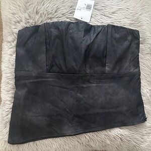 Forever 21 Grey Marble Strapless Asymmetrical Tube Top